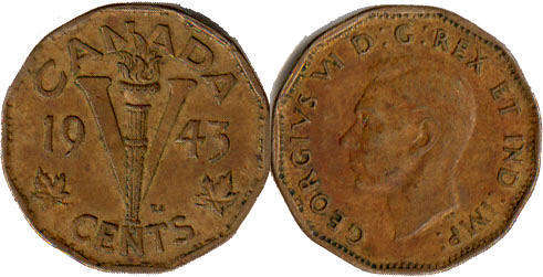 монета canadian юбилейная монета 5 центов 1943