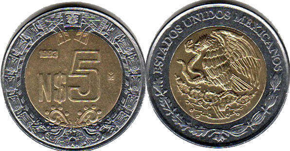 Мексика монета 5 песо 1993