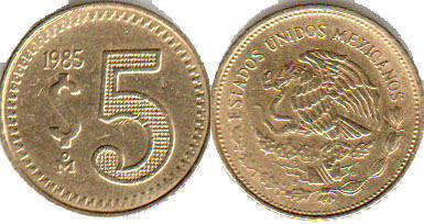 Мексика монета 5 песо 1985