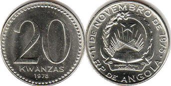 монета Ангола 20 кванз 1978