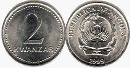 монета Ангола 2 кванзы 1999