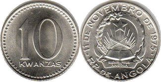 монета Ангола 10 кванз без даты (1977)