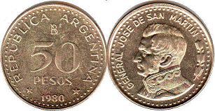 монета Аргентина 50 песо 1980