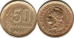 монета Аргентина 50 сентаво 1970
