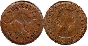 монета Австралия 1/2 пенни 1960