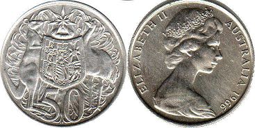 монета Австралия 50 центов 1966