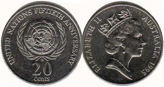 монета Австралия 20 центов 1995