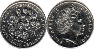 монета Австралия 20 центов 2003