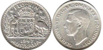 монета Австралия 1 флорин 1947