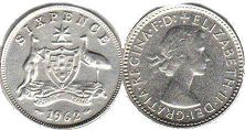 монета Австралия 6 пенсов 1962