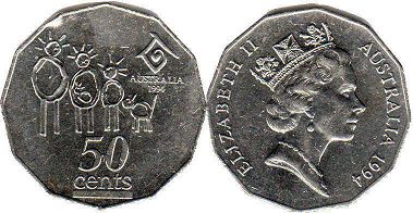 монета Австралия 50 центов 1994