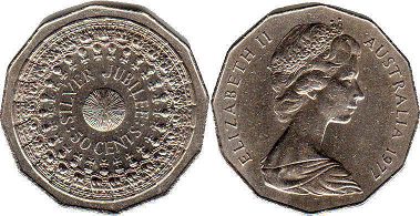 монета Австралия 50 центов 1977