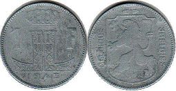 монета Бельгия 1 франк 1943