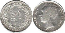 монета Бельгия 50 сантимов 1910