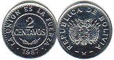 монета Боливия 2 сентаво 1987