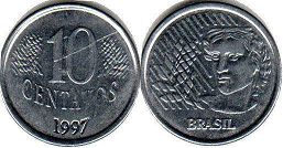 монета Бразилия 10 сентаво 1997