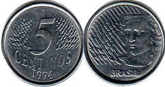монета Бразилия 5 сентаво 1994