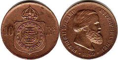 монета Бразилия 10 рейс 1869