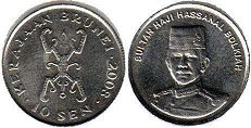 монета Бруней 10 сен 2008