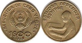 монета Кабо-Верде 1 эскудо 1977