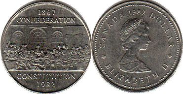 монета Канада 1 доллар 1982
