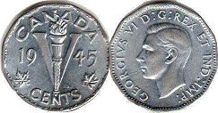 монета Канада 5 центов 1945