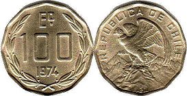 монета Чили 100 эскудо 1974