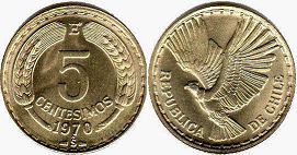монета Чили 5 сентесимо 1970