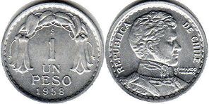 монета Чили 1 песо 1958