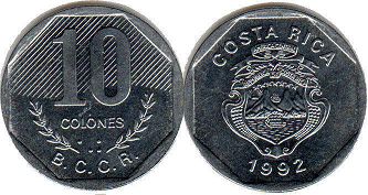 монета Коста-Рика 10 колонов 1992
