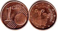 монета Кмпр 1 евро цент 2009