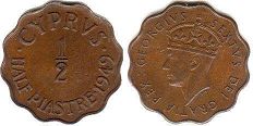 монета Кипр 1/2 пиастра 1949