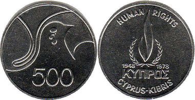 монета Кипр 500 милс 1978