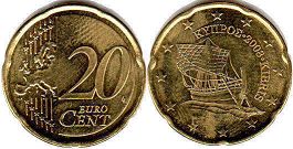 монета Кмпр 20 евро центов 2008
