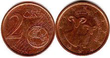 монета Кмпр 2 евро цента 2008