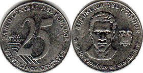 монета Эквадор 25 сентаво - Ecuador 25 centavos 2000