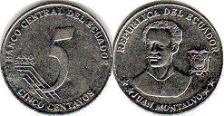 монета Эквадор 5 сентаво 2000