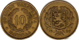 монета Финляндия 10 марок 1929