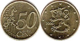 монета Финляндия 50 евро центов 2000