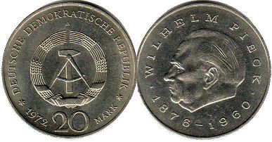 монета ГДР 20 марок 1972