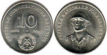 монета ГДР 10 марок 1976