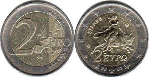монета Греция 2 евро 2002