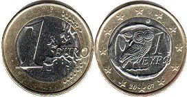 монета Греция 1 евро 2007
