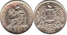 монета Гватемала 1/2 реала 1900