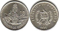 монета Гватемала 10 сентаво 1971