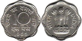 монета Индия 10 пайсов 1965