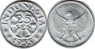 монета Индонезия 25 сен 1955