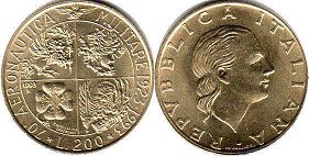 монета Италия 200 лир 1993