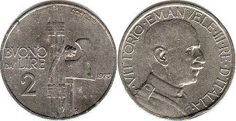 монета Италия 2 лиры 1923