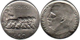 монета Италия 50 чентизими 1925